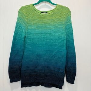 Chaps Ombré 100% Cotton Sweater  Blue and Green Size Small